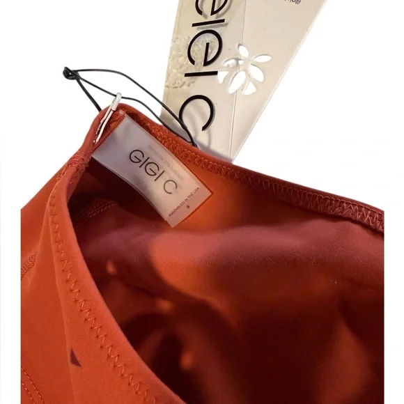 NWT GIGI C JACQUI SPORTS BRA TERRACOTTA ONE SHOULDER athletic gym yoga lifting S